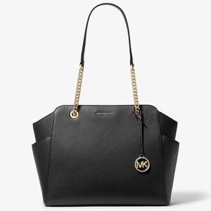 Michael Kors Black Jacquelyn Medium Pebbled Leather Tote Bag